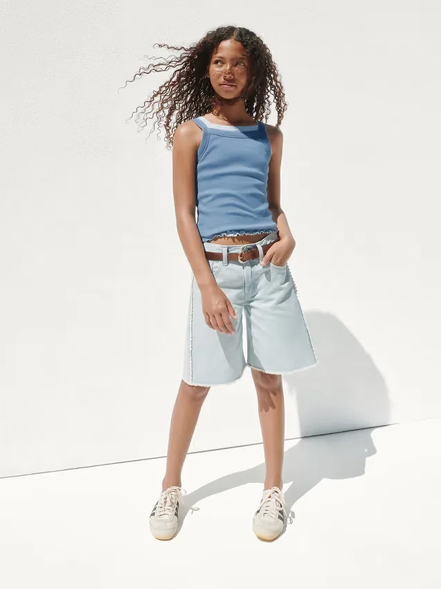 Kinderkorte broeken met lage taille en lang model