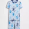 Kinderpyjama met korte broek van biologisch geborsteld katoen met octopusprint