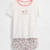 Kinderpyjama-set met geribde korte broek van gerecycled materiaal met Winnie de Poeh
