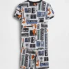 Kinderpyjama-set met korte broek van biologisch geborsteld katoen met muziekprint