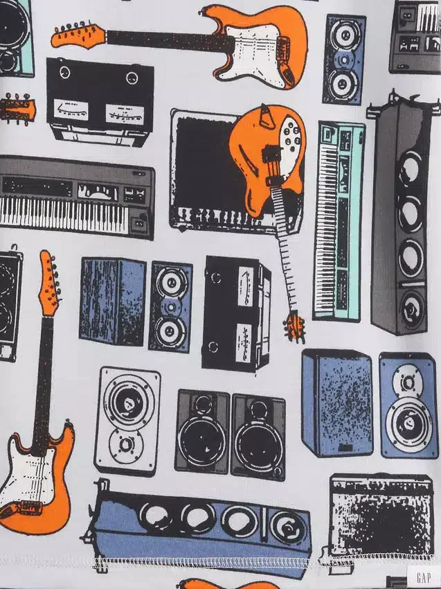 Kinderpyjama-set met korte broek van biologisch geborsteld katoen met muziekprint