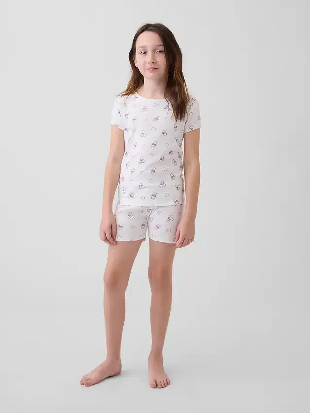 Kinderpyjama-set met Winnie de Poeh van biologisch geborsteld katoen met korte broeken