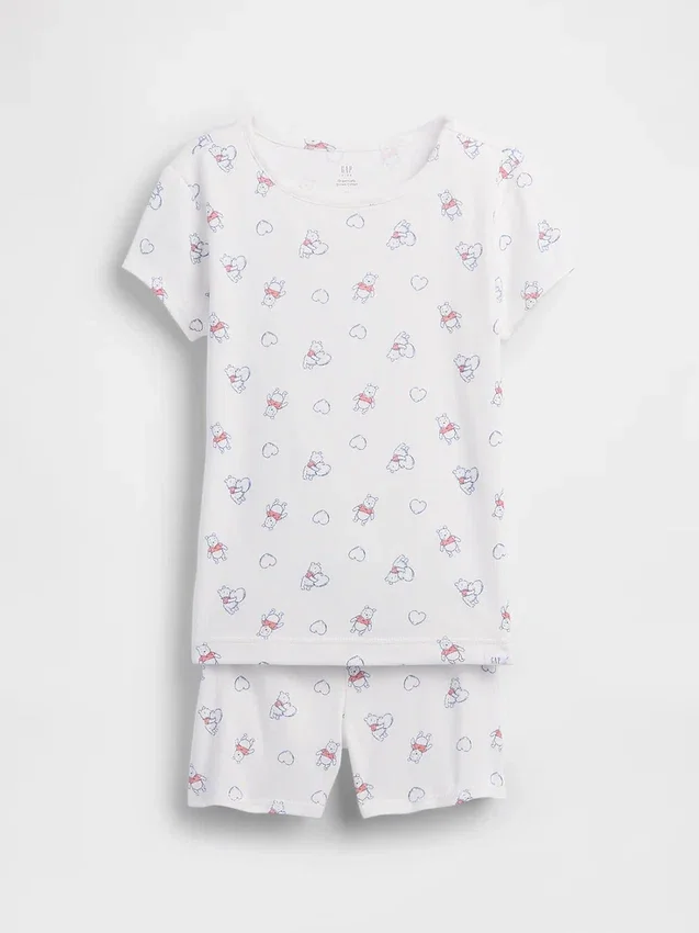 Kinderpyjama-set met Winnie de Poeh van biologisch geborsteld katoen met korte broeken