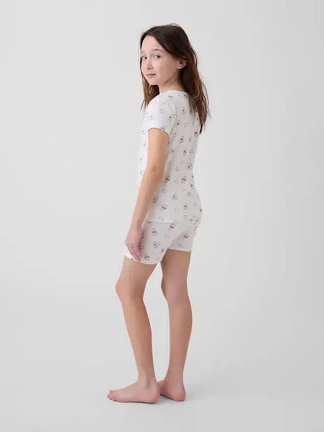 Kinderpyjama-set met Winnie de Poeh van biologisch geborsteld katoen met korte broeken