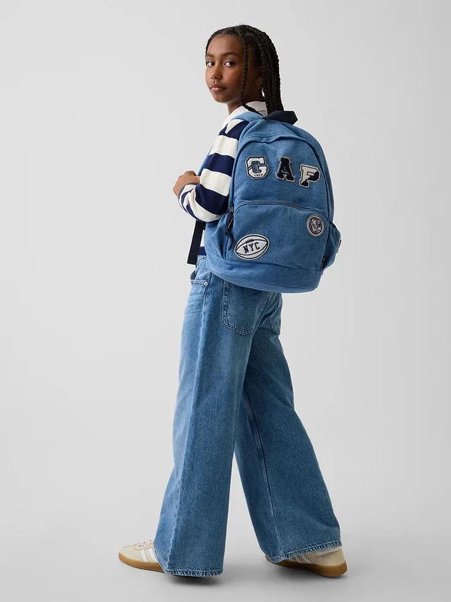 Kinderrugzak van denim met logopatch