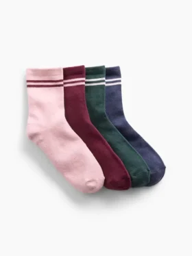 Kindersokken met varsitystrepen (4-pack)