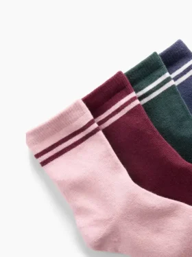 Kindersokken met varsitystrepen (4-pack)