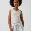 Kindertanktop met ronde hals en ribboord