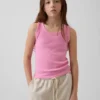 Kindertanktop met ronde hals en ribboord