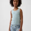Kindertanktop met ronde hals en ribboord