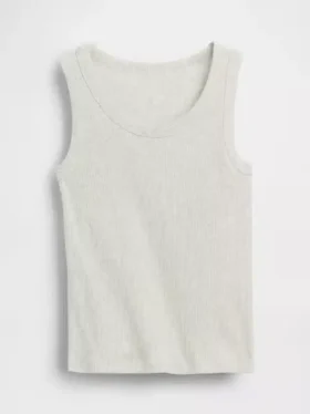 Kindertanktop met ronde hals en ribboord