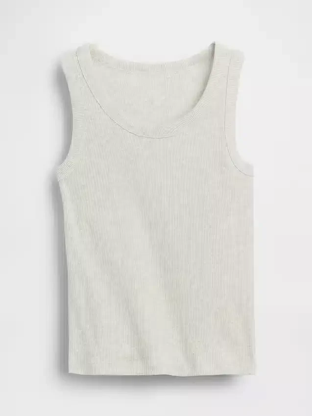 Kindertanktop met ronde hals en ribboord