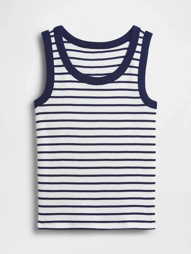 Kindertanktop met ronde hals en ribboord