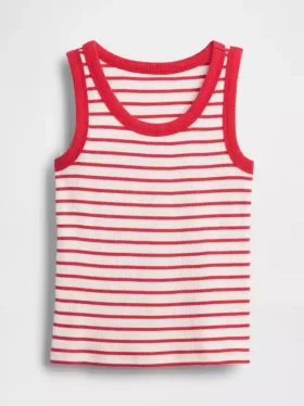 Kindertanktop met ronde hals en ribboord