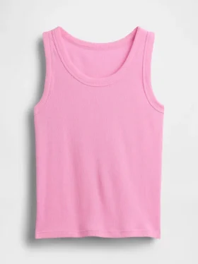 Kindertanktop met ronde hals en ribboord