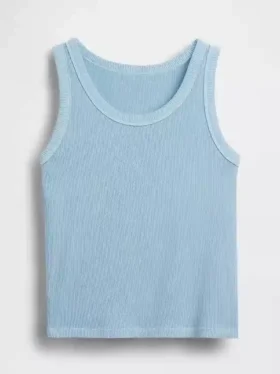 Kindertanktop met ronde hals en ribboord