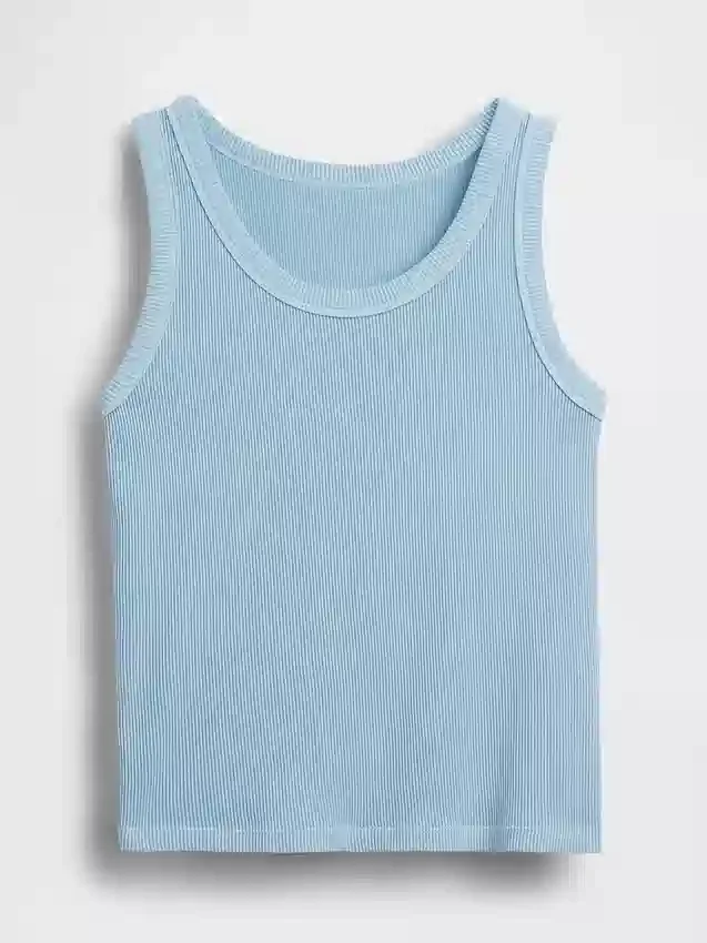 Kindertanktop met ronde hals en ribboord