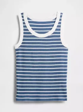 Kindertanktop met ronde hals en ribboord