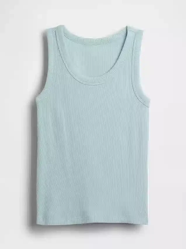 Kindertanktop met ronde hals en ribboord