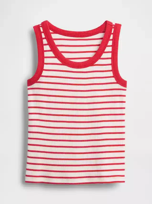 Kindertanktop met ronde hals en ribboord