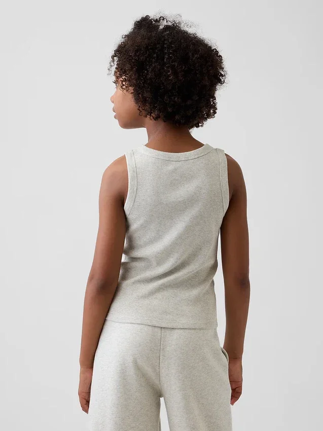 Kindertanktop met ronde hals en ribboord