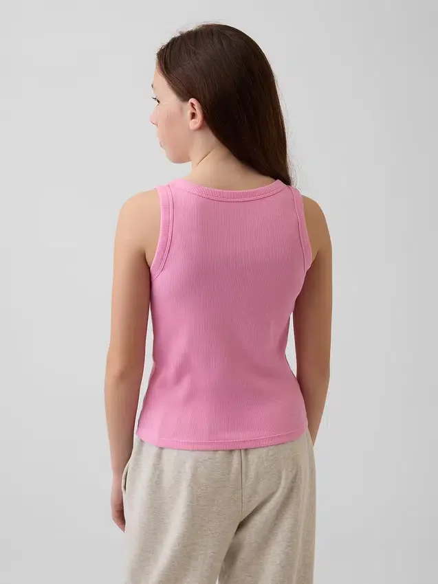 Kindertanktop met ronde hals en ribboord