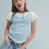 Kindertanktop met ronde hals en ribboord