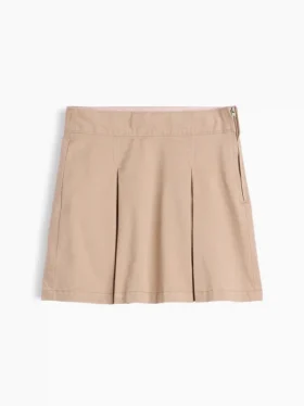 Kinderuniform: geplooide kaki skort
