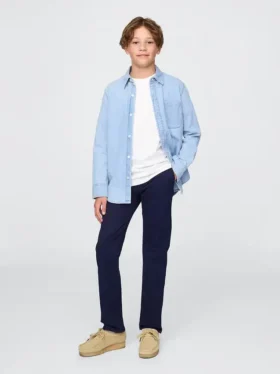 Kinderuniform: rechte stretch-kaki broek