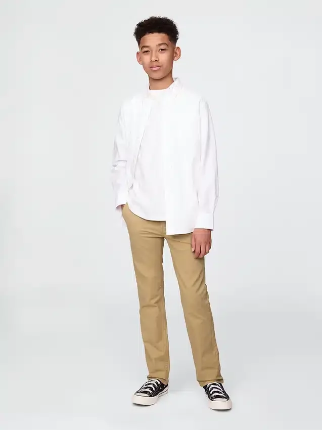 Kinderuniform: rechte stretch-kaki broek