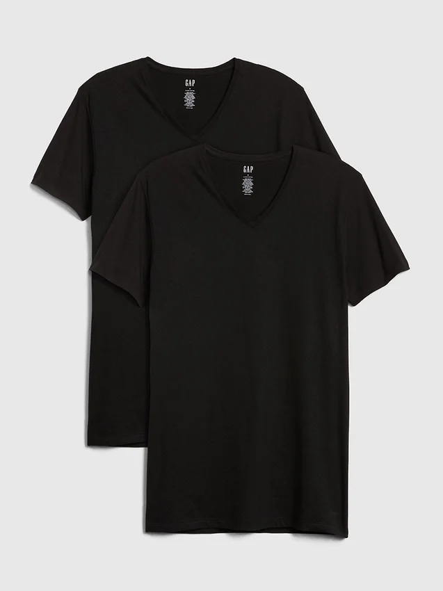 Klassiek T-shirt met V-hals (set van 2)