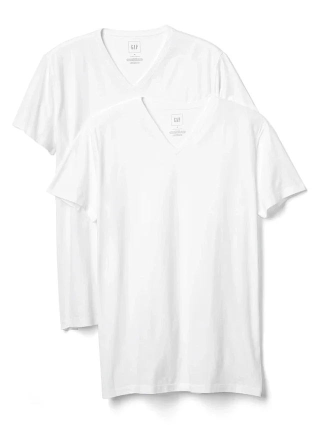 Klassiek T-shirt met V-hals (set van 2)