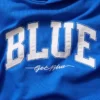 Koop de blauwe, zware hoodie van French Terry met logo
