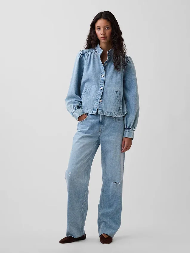 Kort denim swingjasje