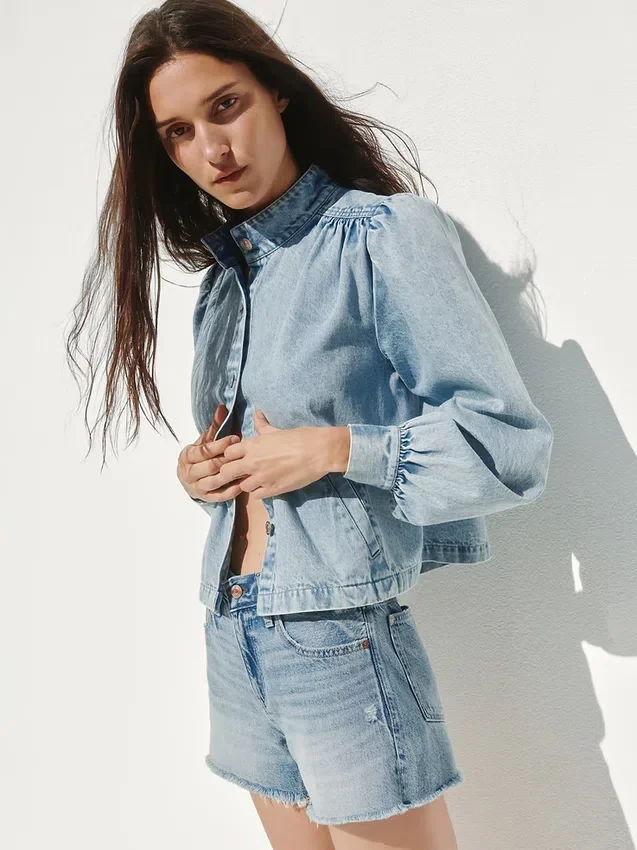 Kort denim swingjasje
