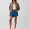Korte broek van ultrazacht denim met middelhoge taille