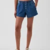 Korte broek van ultrazacht denim met middelhoge taille