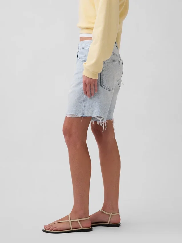 Korte broeken van denim met middelhoge taille en losse pasvorm