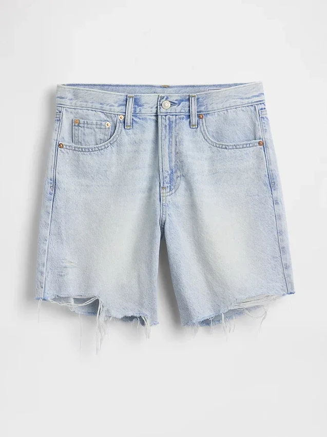 Korte broeken van denim met middelhoge taille en losse pasvorm