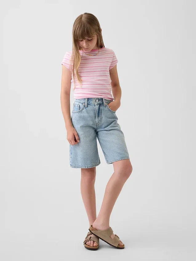 Korte broeken voor kinderen met middelhoge taille en lang model