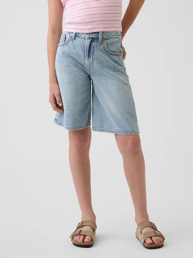 Korte broeken voor kinderen met middelhoge taille en lang model