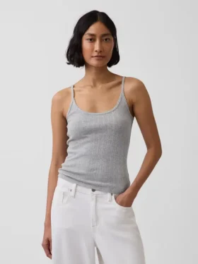 Korte cami met pointelle-patroon