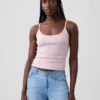 Korte cami met pointelle-patroon