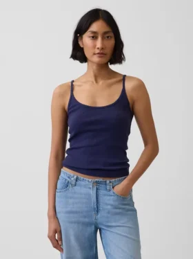 Korte cami met pointelle-patroon