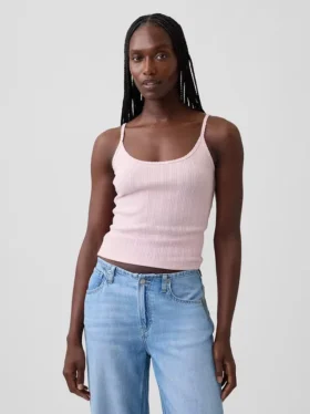 Korte cami met pointelle-patroon