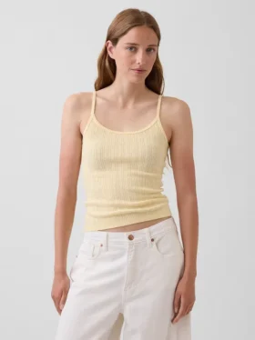 Korte cami met pointelle-patroon