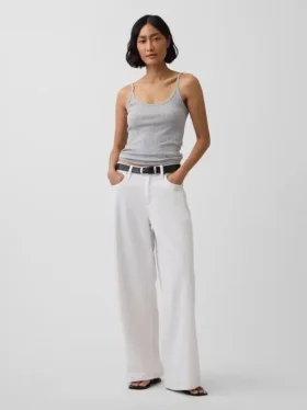 Korte cami met pointelle-patroon