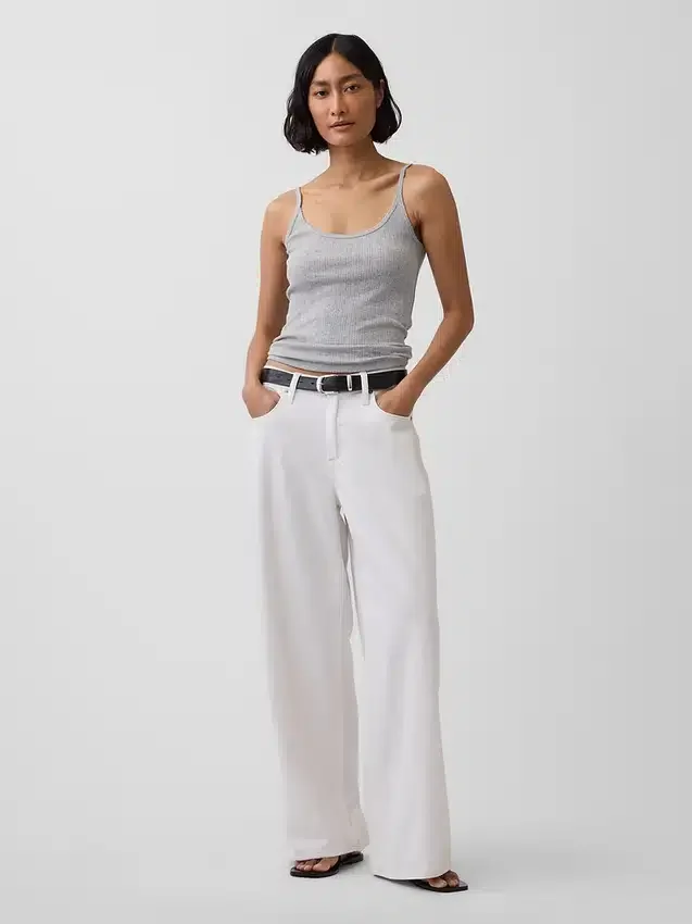 Korte cami met pointelle-patroon