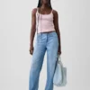 Korte cami met pointelle-patroon