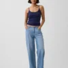 Korte cami met pointelle-patroon
